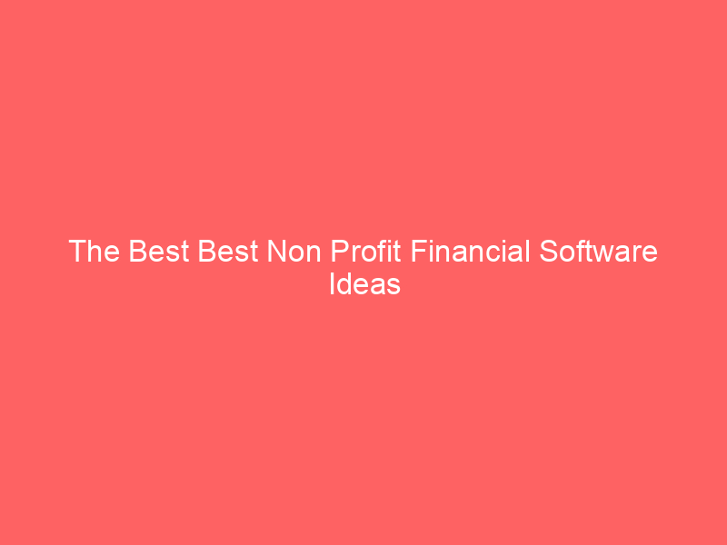 The Best Best Non Profit Financial Software Ideas